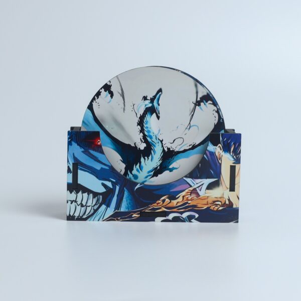 Solo Leveling Round MDF Coaster Set with Holder – Set of 6